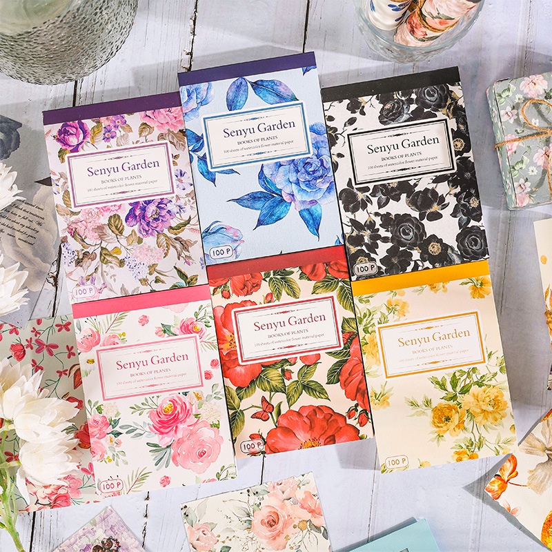 QOUZMO 100pcs/pack vintage Junk journaling collage papers [Série Senyu Garden] diy scrapbook Fornece bujo Diário Materiais Decorativos Artesanato Planejador De Papelaria