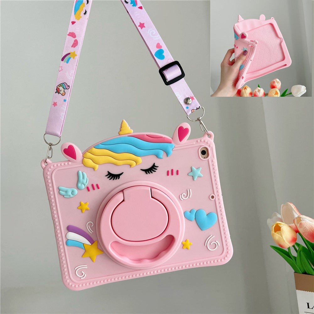 Capa Cordão Para Samsung Galaxy Tab A7 A8 S6 Lite 8.0 " 8.7 " 10.1 " 10.4 " 10.5 " Cartoon Macio SM-P610 T510 T500 T220 T290 X200 Fofo Suporte De Criança