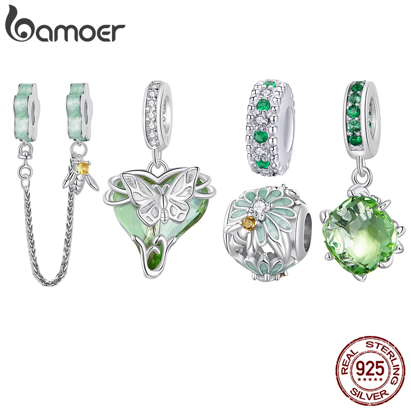 Bamoer 925 Sterling Silver Green Series Árvore Mágica Da Vida Cadeia De Segurança Bijuteria Jóias De Moda Presentes Para Mulheres
