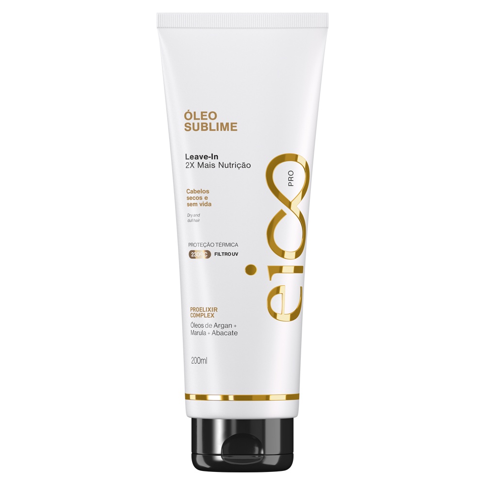Eico Professional Leave-in Creme Hidratação Óleo Sublime Proteção Térmica Filtro UV 200ml Argan Marula Abacate em Oferta na Shopee