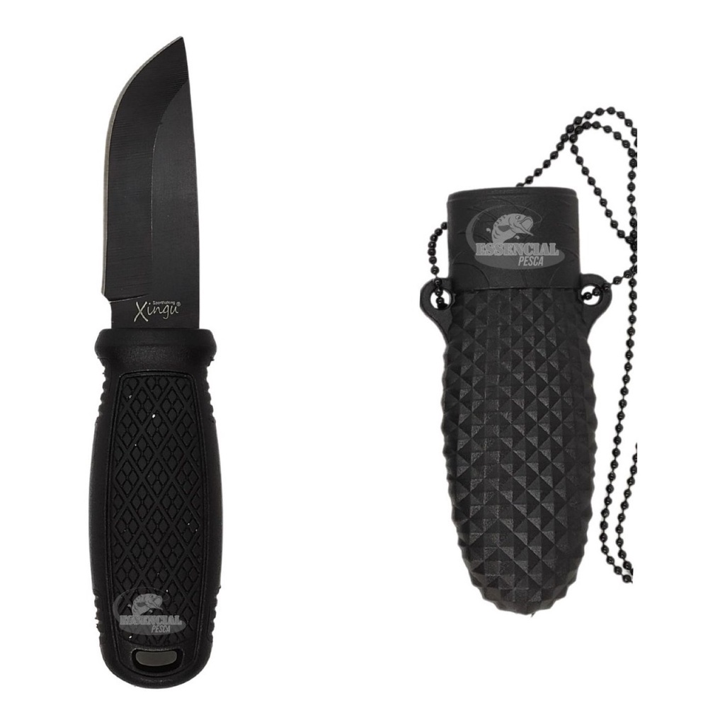 Mini Faca com Bainha Rígida + Corrente Lâmina Preta - XV3445 Xingu