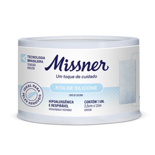 Fita de Silicone Hipoalérgica (Pele Sensível) Branca 2,5cm X 1,5m - Missner