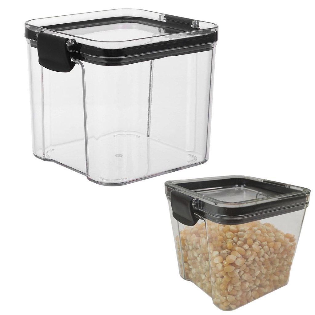 Pote Hermetico Conserva Tampa Veda Armazena 700ml Tempero Mantimento Alimento Acrilico Transparente Cozinha Armario Multiuso Organizador Empilhavel Resistente