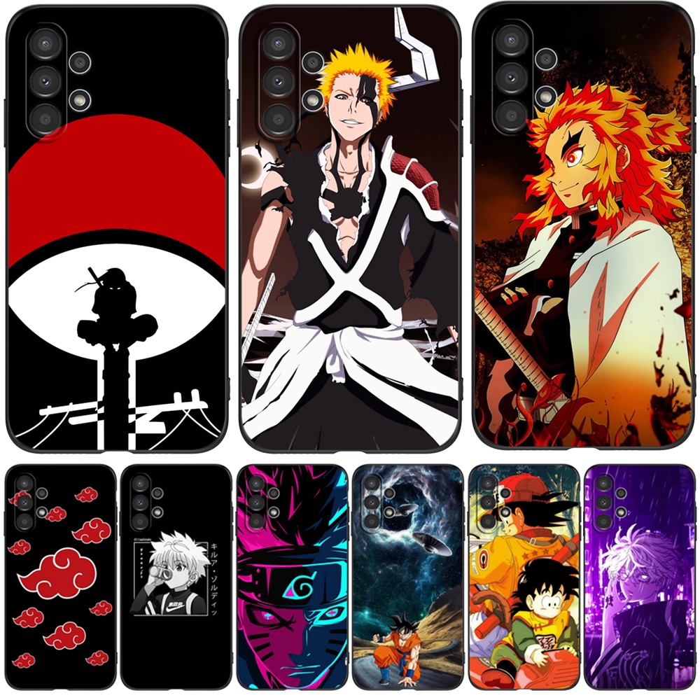 Capa Para Samsung Galaxy A13 4G LTE Traseira Do Telefone Silicone Soft Silicon Black Tpu anime Caçador X Alvejante naruto