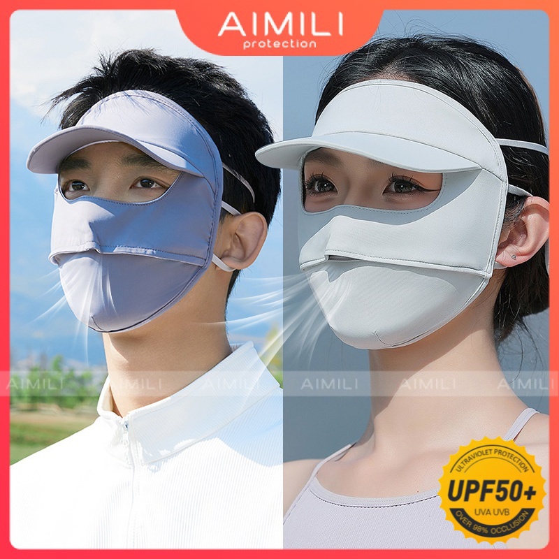 Protetor Solar Totalmente Coberto Máscara Facial Ninja Ocular De Linho De Seda Ajuste Do Botão Dos Homens De Beleza Proteção UV