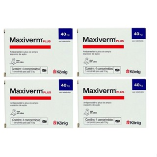 Kit 4 Antiparasitário Maxiverm Plus König C/4 Comp. de 660mg