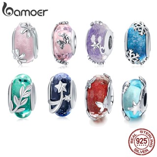 Bamoer 4 Kind Murano Glass Beads Fit Charme Pulseiras E De Vidro Prata 925 Sterling SCC862