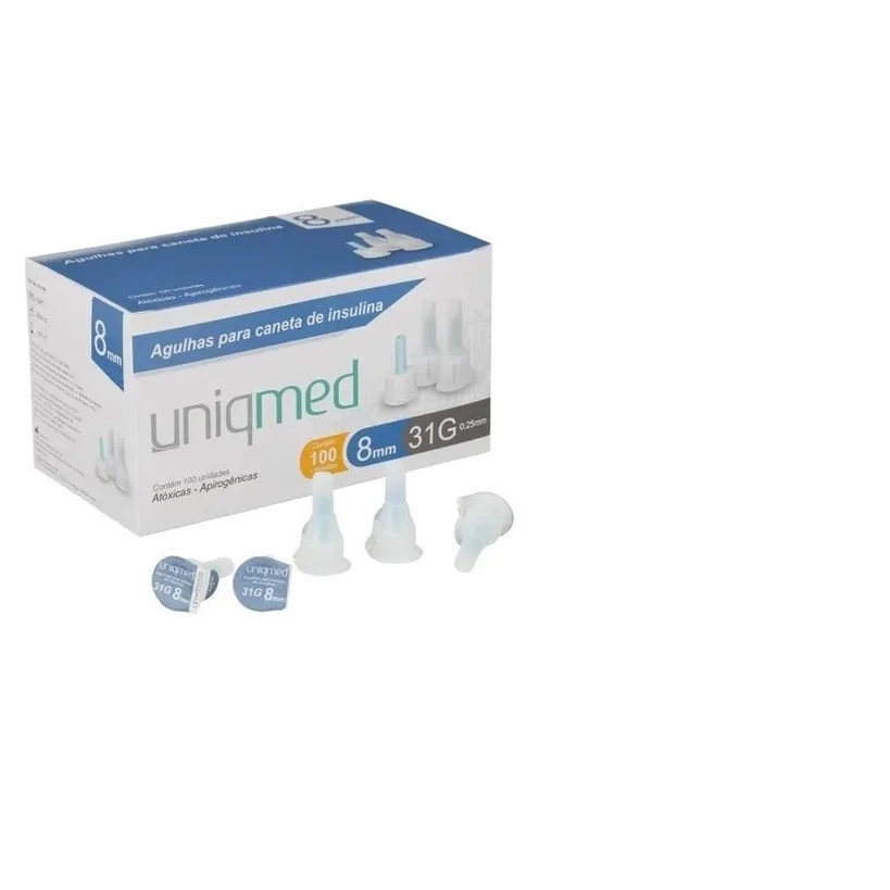 Agulha Para Caneta De Insulina 8mm x 31g UNIQMED - 100UN