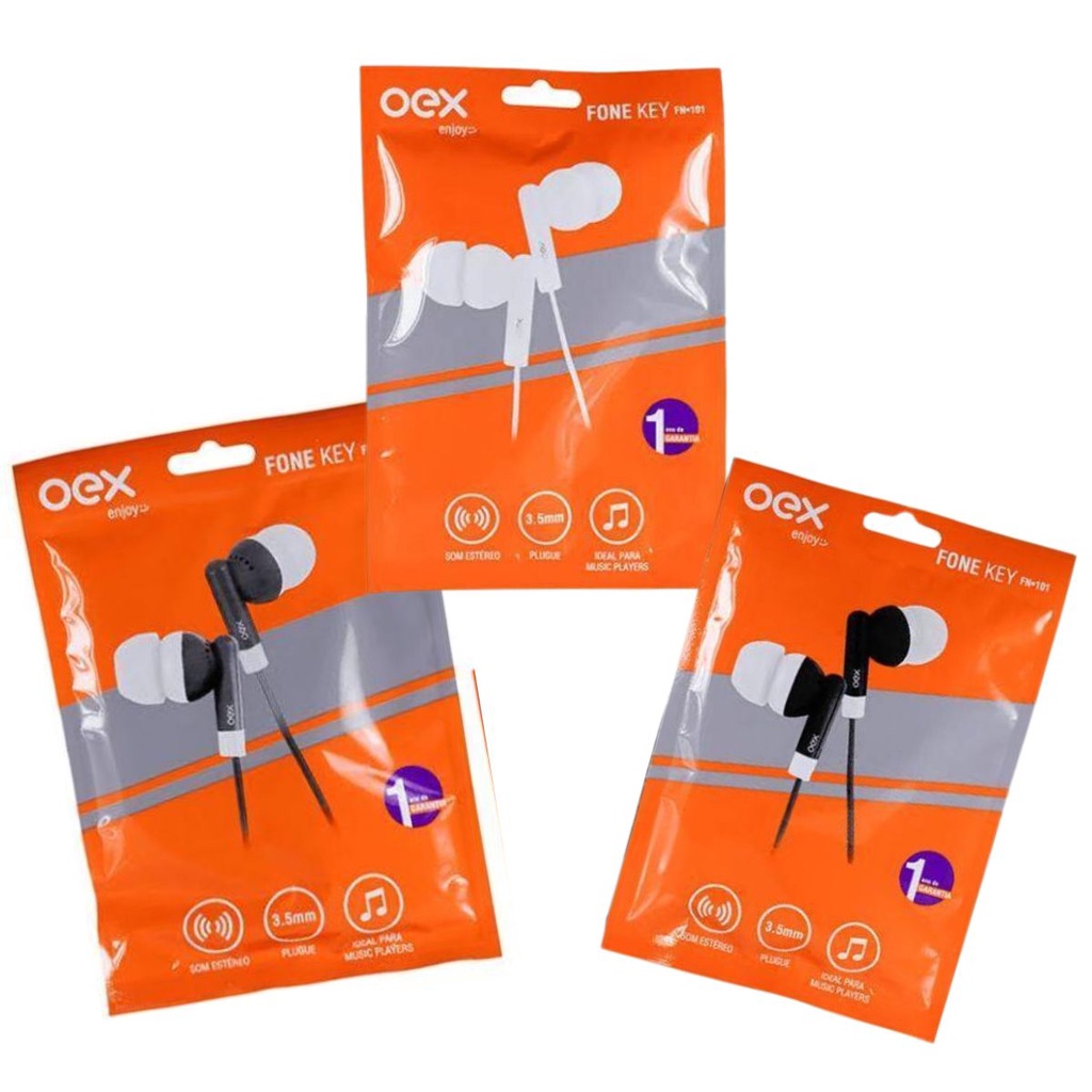 Fones De Ouvido Key Case Soft Oex Newlink Cinza Branco Preto Fn101 Hs108 Hs109