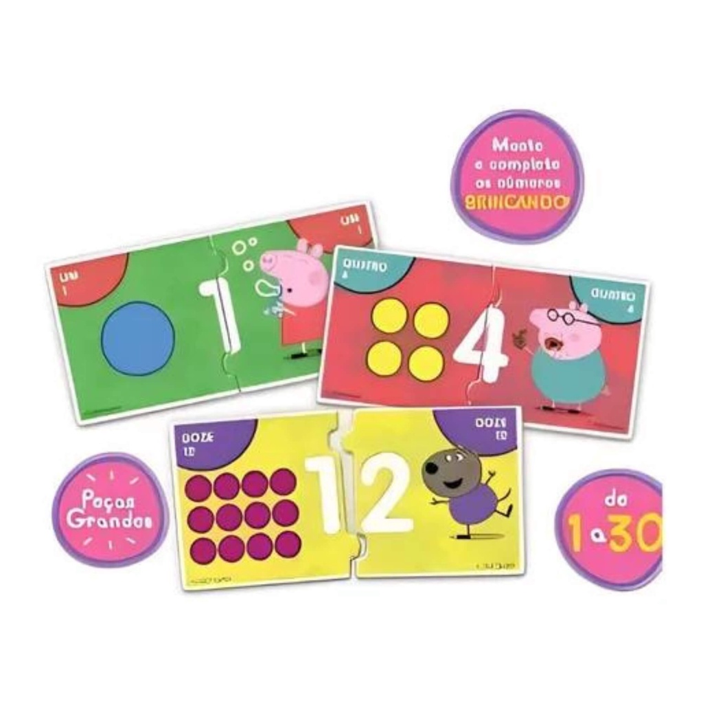 Detalhes do Brinquedo Jogo Educativo Números 1 a 30 Aprendendo a Contar Peppa Pig +3 anos Mimo Toys