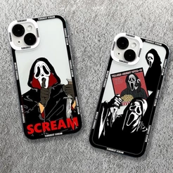 Ghostface Horror Grito Arte Caso De Telefone Para iPhone 16 14 13 12 11 15 Pro Max XR X XS 7 8 Plus SE2 Mini À Prova De Choque Claro Capa Macia