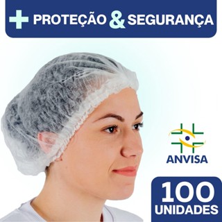 Touca Descartável TNT 100 Unidades Com Elástico Duplo Sanfonada Plissada