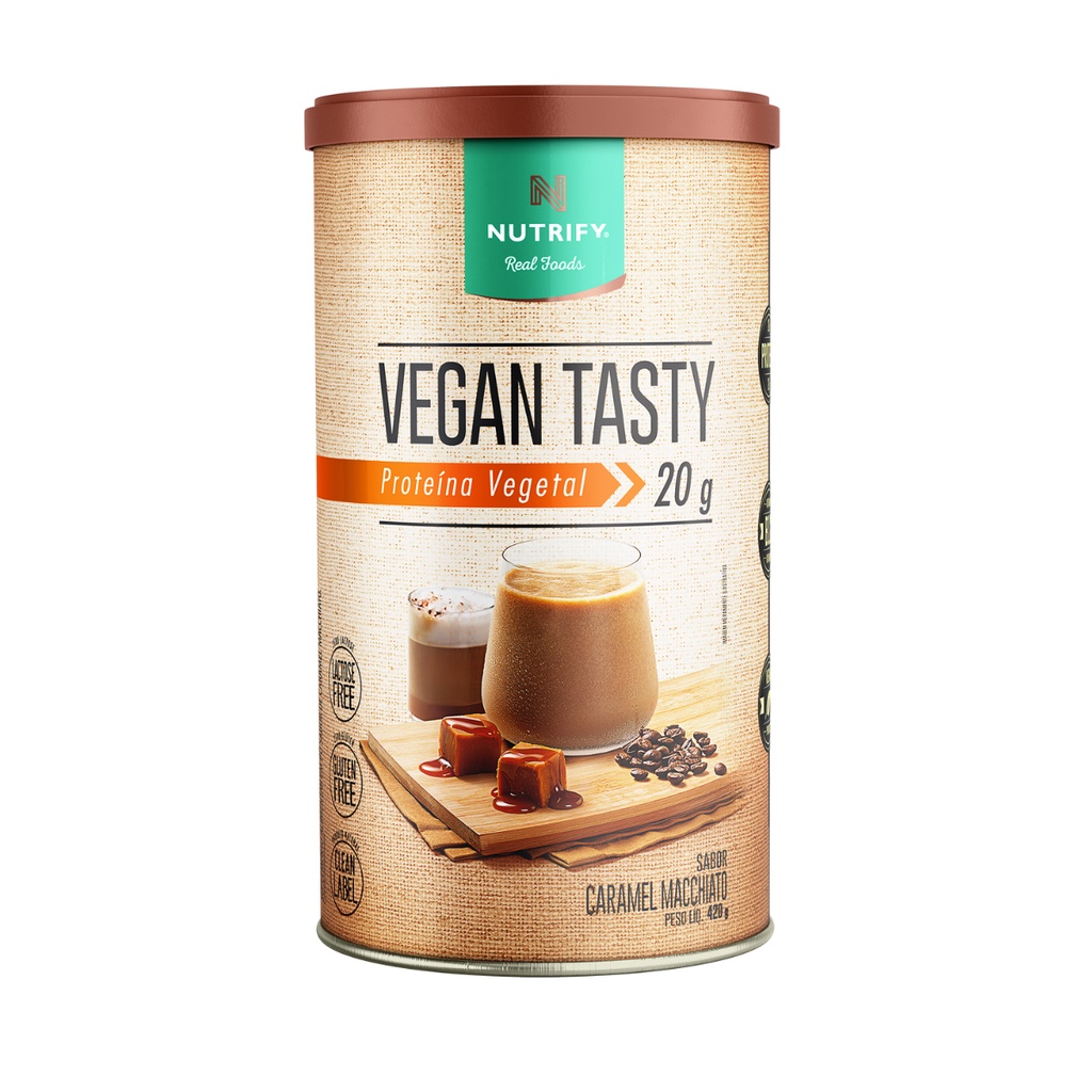 Vegan Tasty Whey Protein Vegano Proteína Girassol e ervilha isolada Nutrify 100% Natural melhora imunidade musculação energia massa muscular saúde vitamina b12 super saboroso potencializa o treino ganho de força sem açúcar glúten nutrição