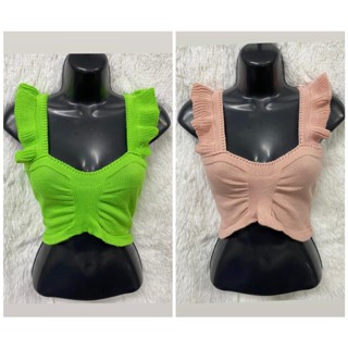 Kit 2 Top Cropped Modal Feminino Babado Trico Varias Cores