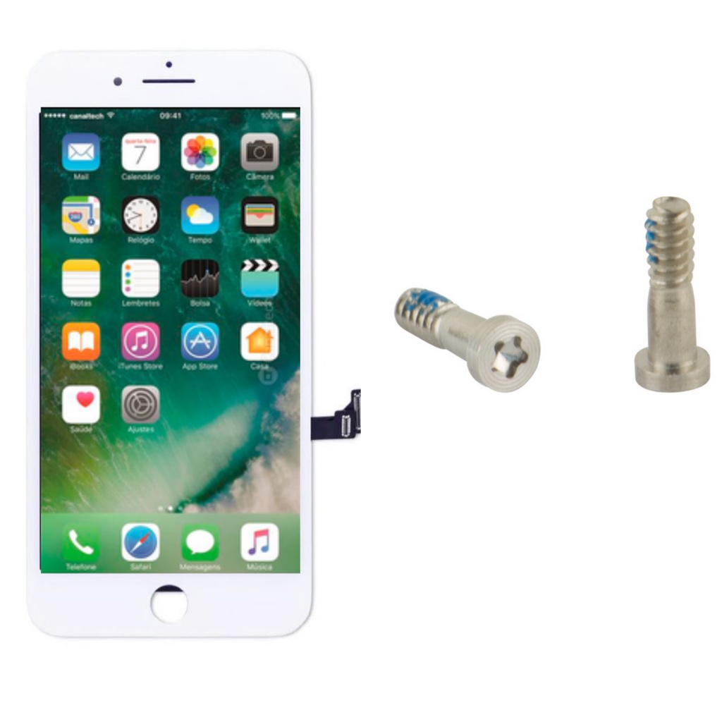 Tela Display Lcd Touch iPhone 7 Plus Branco + 2 Parafusos Pentalobe