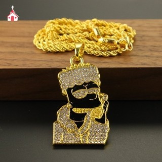 Colar Banhado a Ouro 24K Pingente de Zircão em Ouro Amarelo Menor Moda Masculina e Feminina Acessórios de Jóias HYOY