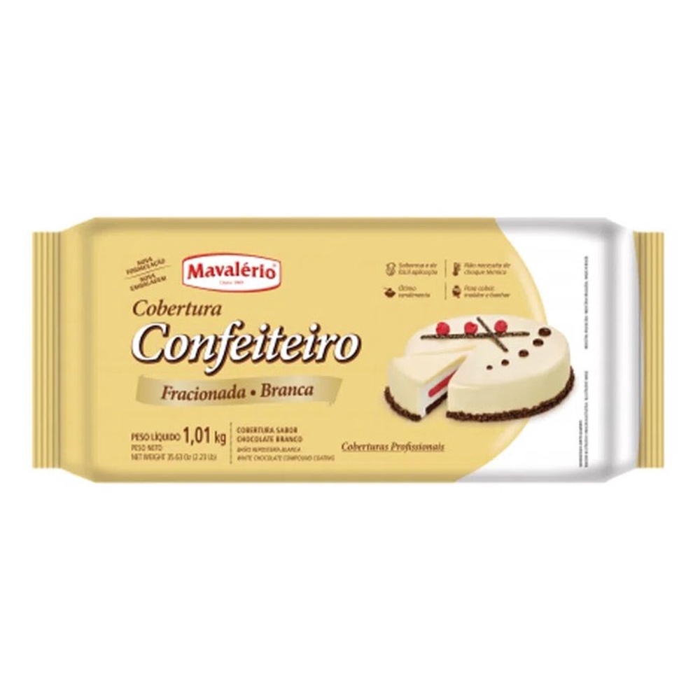 Cobertura Confeiteiro Mavalerio Barra 1,01kg Branco em Oferta na Shopee