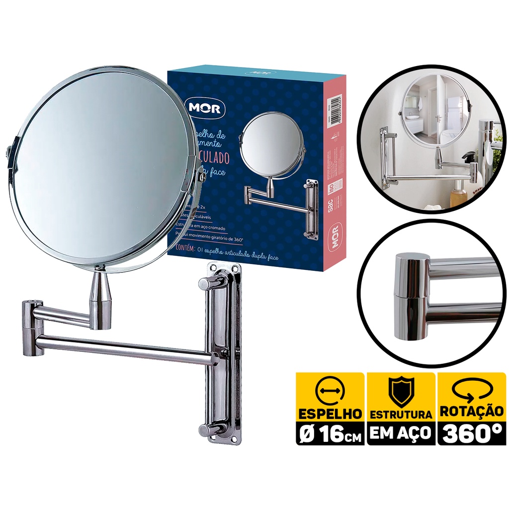 Espelho De Aumento Articulado Giratório 360º Dupla Face Mor	 em Oferta na Shopee