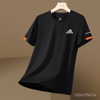 XMPV Verão Homens Finos Esportes Malha Respirável Premium Curto de Seda Masculina Respirável Em Torno Do Pescoço T-Shirt