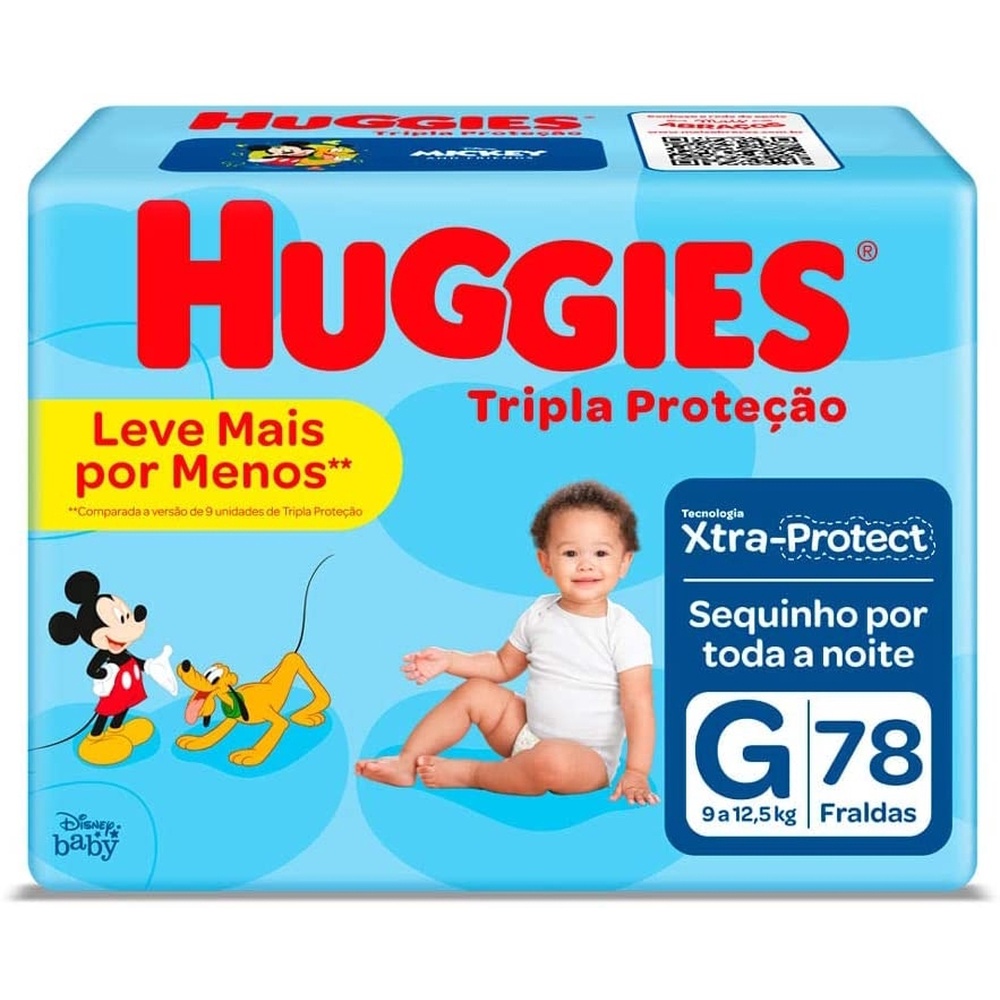 Fralda Huggies Tripla Proteção Hiper Tamanho G 78 Tiras