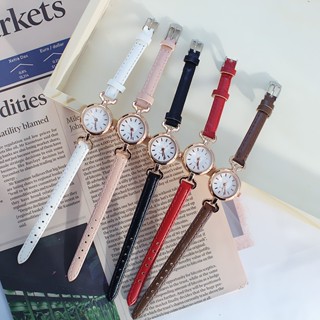 Relógio De Pulso De Quartzo Com Pulseira De Couro PU Mini Discagem Fina Moda Feminina Simples