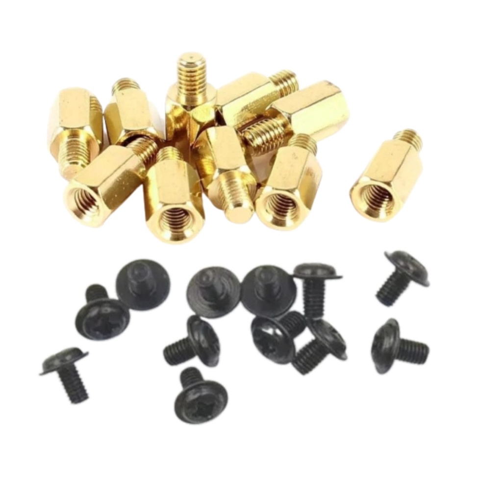 Kit 40 Espaçadores + 40 Parafusos para Placa mãe montagem de computador Gabinete