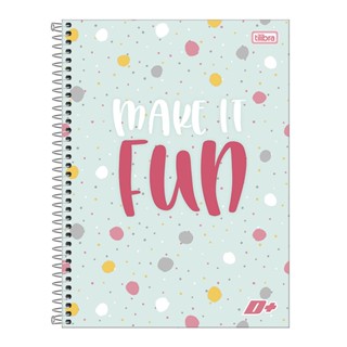 Caderno espiral capa dura universitário 1x1 96 folhas D Mais Make it Fun Tilibra