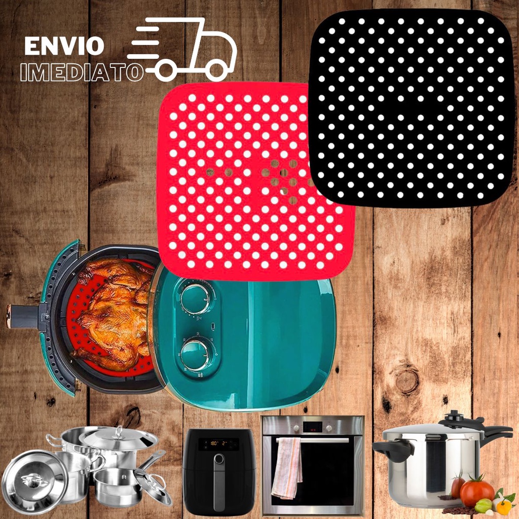 Tapete Para Airfryer Protetor Silicone Para Air Fryer Fritadeira Universal Não Gruda Forma Quadrado