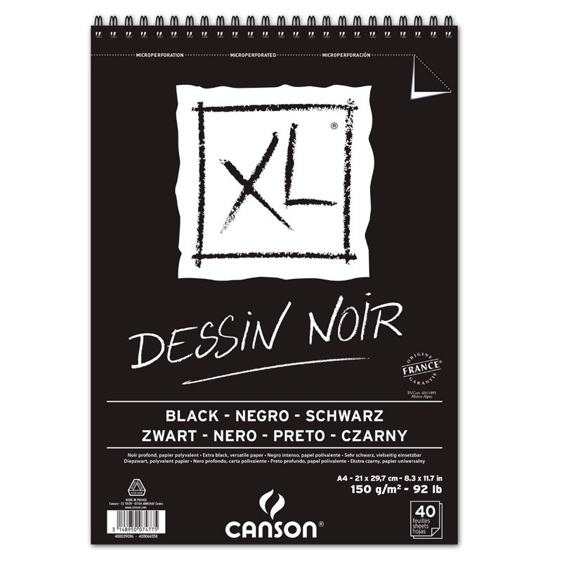Bloco XL dessin noir black A4 150g com 40 folhas Canson em Oferta na Shopee