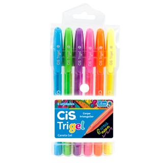 Caneta gel 1.00 mm Trigel 57.6500 com 6 cores Neon Cis