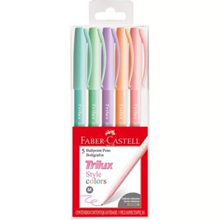 Caneta Trilux Colors Tons Pastel 5 Cores Faber Castell