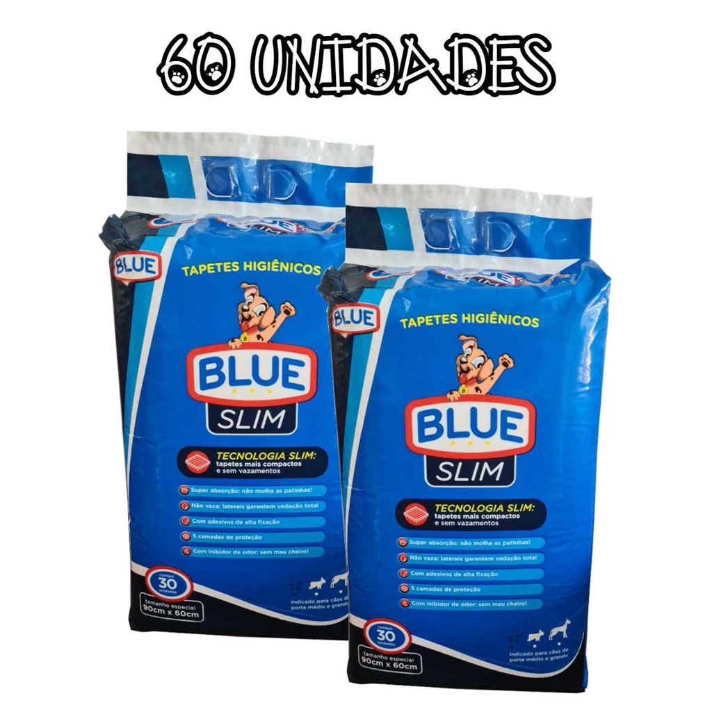 Tapete Para Cachorro Blue Slim 30un kit com 60 unidades em Oferta na Shopee