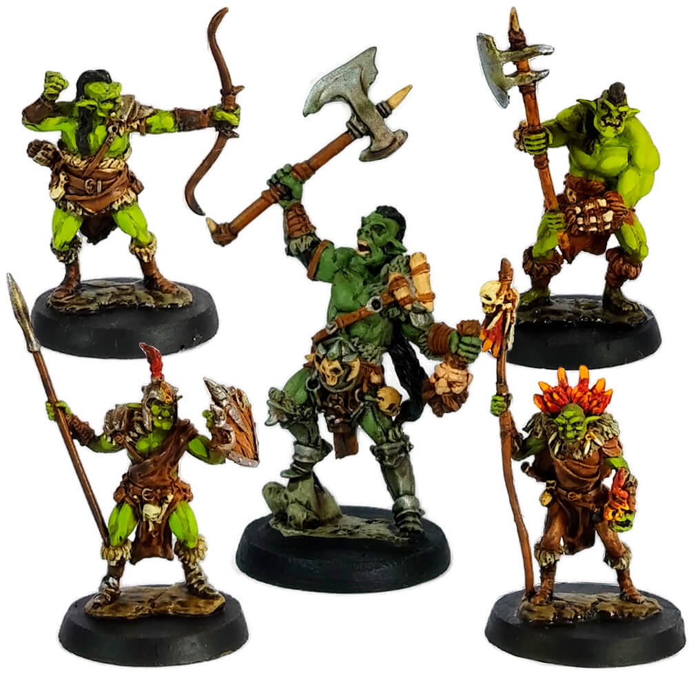 Miniatura RPG Orc Pintada Monstro Minions Xamã Guerreiro Lanceiro Arqueiro Metal D&D Dungeons and Dragons Pathfinder