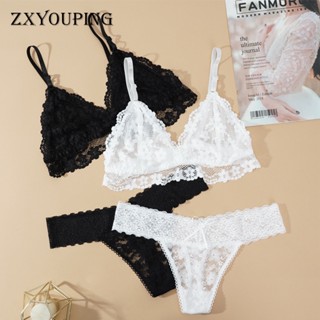 ZXYOUPING Conjunto De Soutiens De Renda Femininos Lingerie Sexy Sem Fio Oco Fora G Roupas Interiores Femininas Transparentes Costura Íntimos
