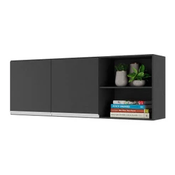 Armário de Cozinha Aéreo 150 cm 2 Portas Veneza Multimóveis MP3741.898 Preto/Branco