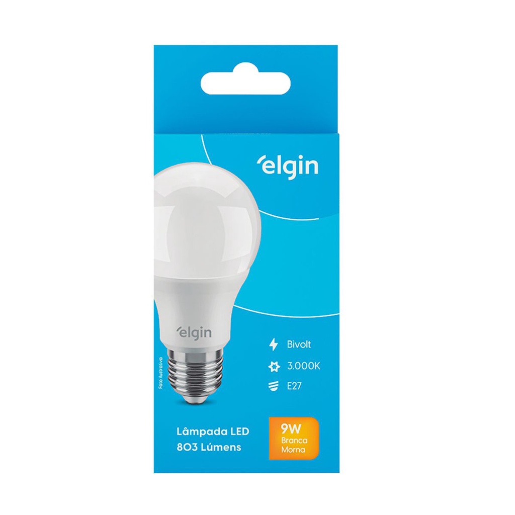 Lâmpada led bulbo 9W 860 lúmens - A60 - Elgin (110V/220V)