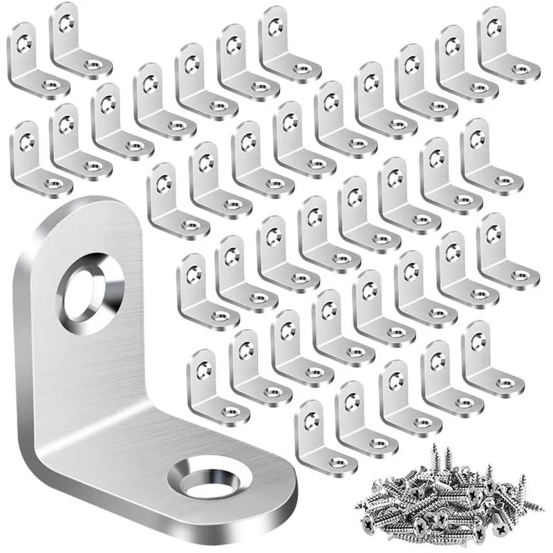 Suporte De Prateleira Metálico À Prova D'água/Fixadores De Móveis De Armário Com Parafusos/Canto Reto De 90 Graus Em Aço Inoxidável L