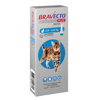 Antipulgas MSD Bravecto Plus Para Gatos de 2,8kg a 6,2kg 250mg em Oferta na Shopee