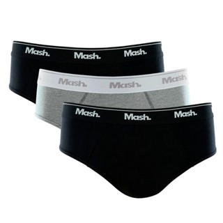 Kit Com 3 Cuecas Slip Algodão Cotton Original Confortável Mash