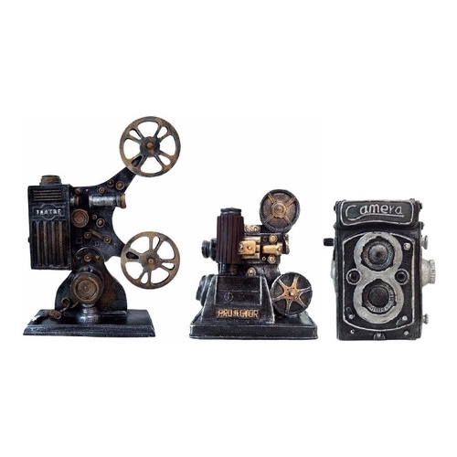 Kit Cofre 2 Projetor E Camera Fotográfica Antigo Decoração