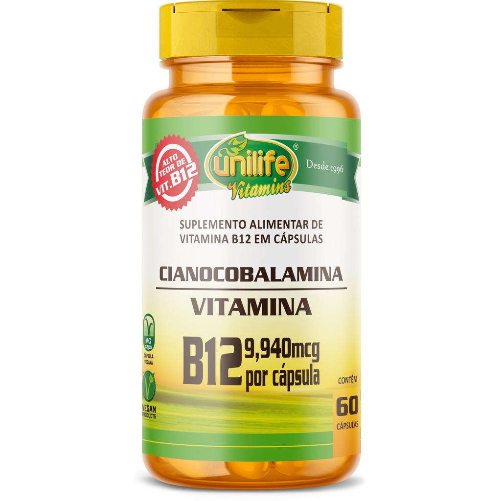 Vitamina B12 Cianocobalamina 450mg 60 Vegan Caps Unilife