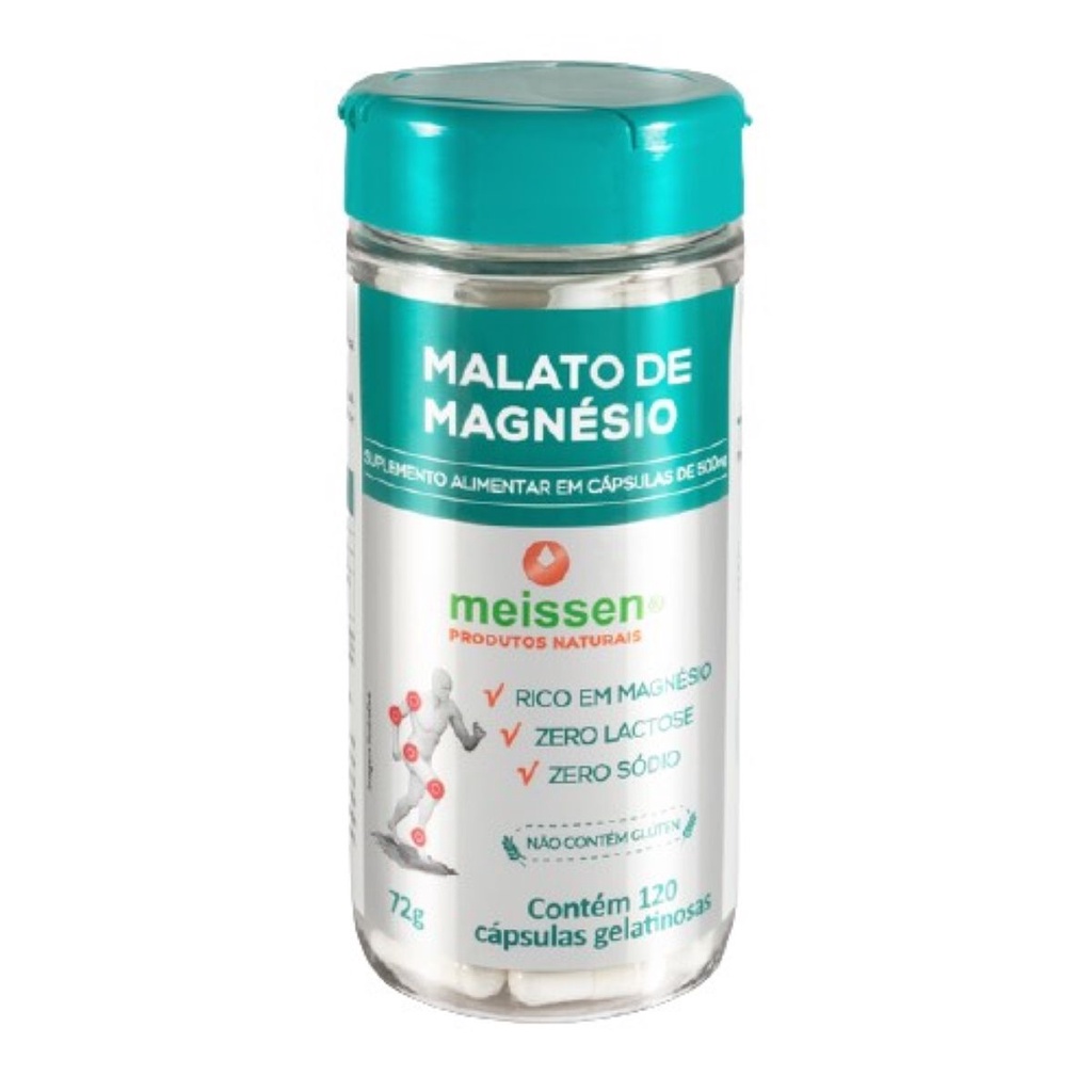 Malato De Magnésio 500mg Meissen 120 Cápsulas Gelatinosas