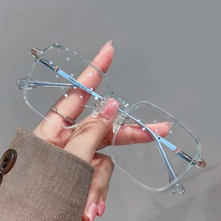 Moda Ultra Light Square Anti Blue Glasses Women Big Transparent Metal Frame Óculos De Proteção Para Os Olhos Jogos De Computador