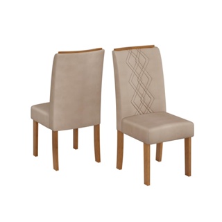 Conjunto Kit 2 Cadeiras de Jantar DJ Móveis Ayla Freijó Veludo Creme em Oferta na Shopee
