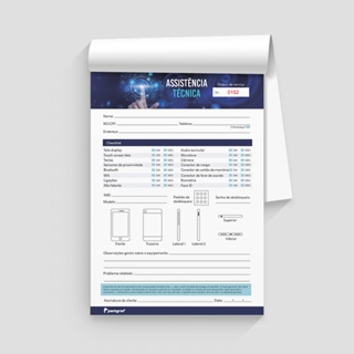 1 Bloco com 100 Fls para Ordem de Serviço Assistência Técnica para Celular - Modelo 2 em Oferta na Shopee