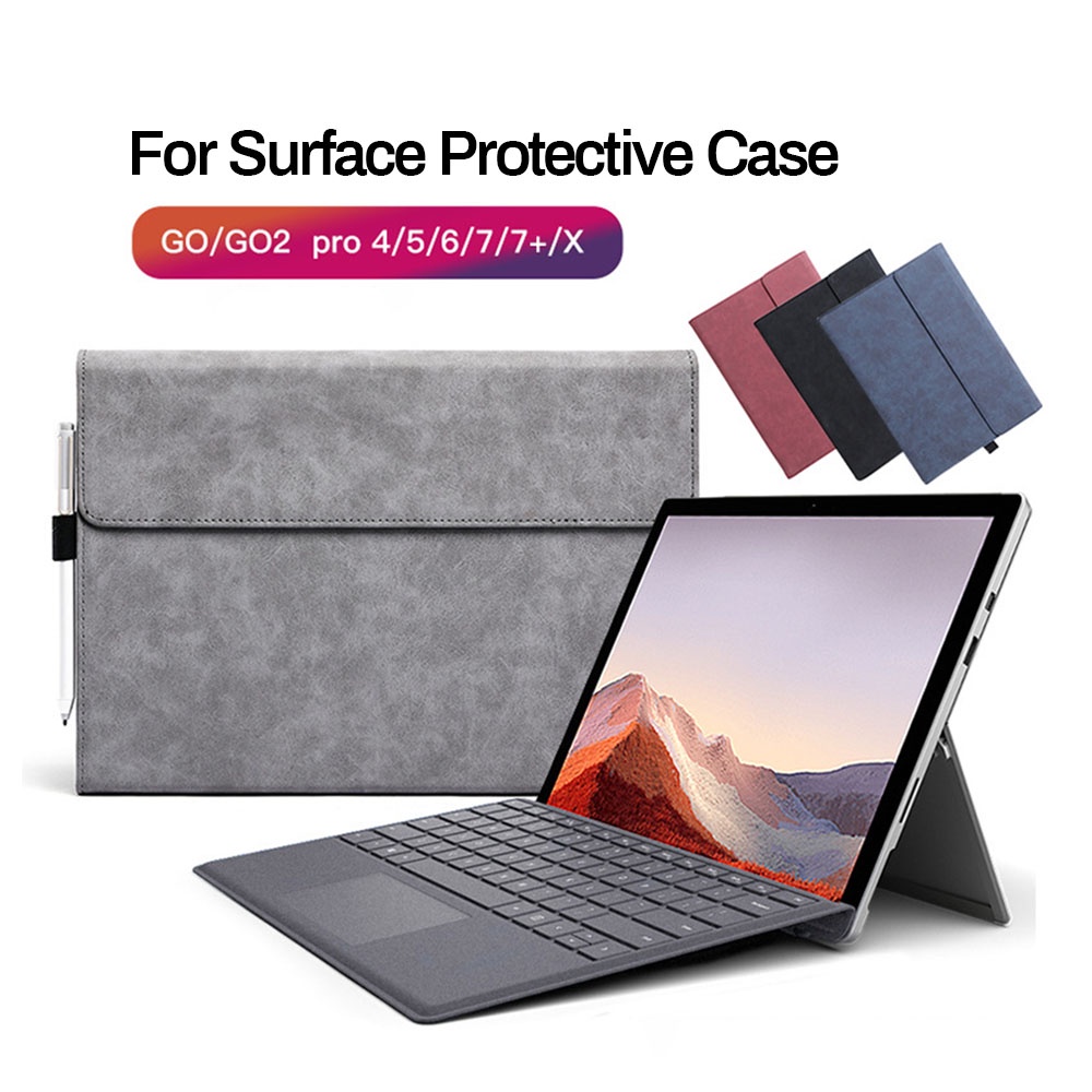Capa de Couro Flip Cover para Surface PU para Microsoft Surface Pro 9 X 8 7 7Plus Pro 6 5 4 Capa para Tablet para Surface GO Go 2 Go 3 Pouch Stand Case