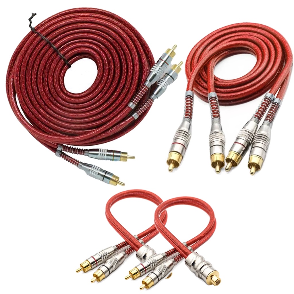 Kit 1 Cabo RCA 5 Metros Blindado + Cabo RCA 1 Metro + 2 Cabos Y 1F 2M 1 Fêmea 2 Machos p/ Carro em Oferta na Shopee