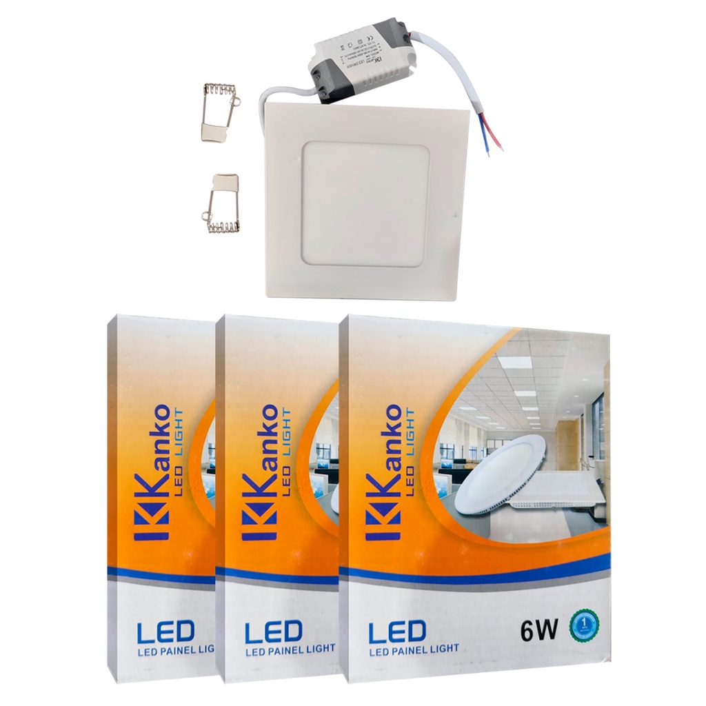 Kit 3x Plafons Embutir Quadrado Led 6w Painel Kanko EQ6WBF