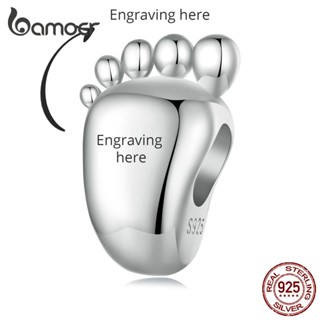 Bamoer 925 Silver Charm Cartas Personalizadas Footprint Pendant Acessórios De Moda Para Mulheres SCC1901-1