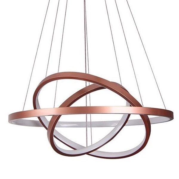 Lustre Led Moderno Cobre Pendente Anéis 3 Arco Aro Cobre Rose — imagem 2 de 2